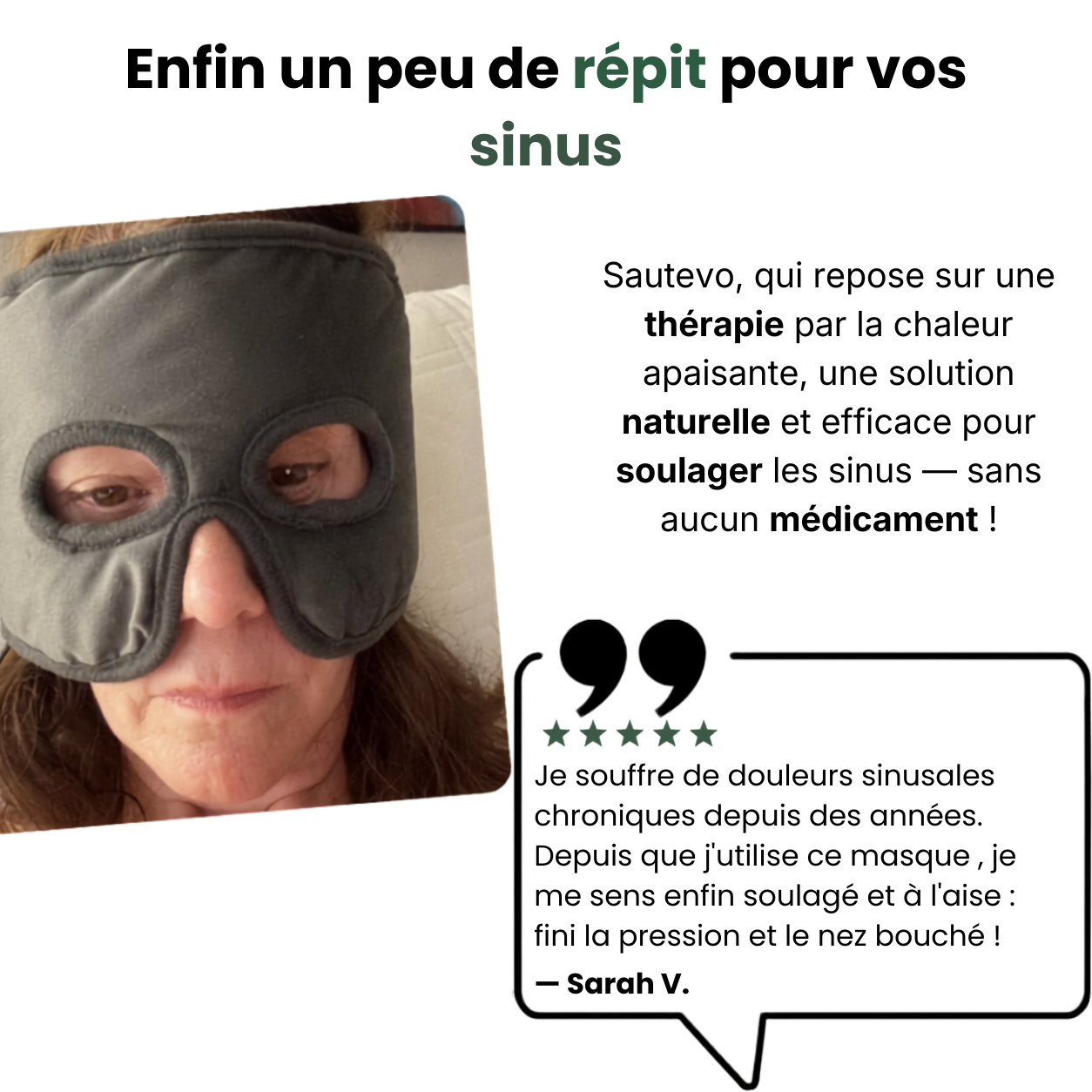 Masque Chauffant pour Les Sinus Sautevo